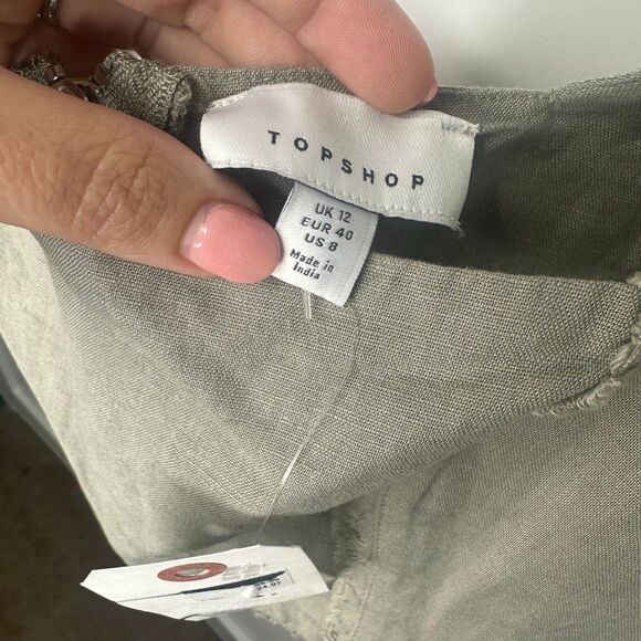 NWT Topshop linen crop green size 8 (v1) - Picture 2 of 5